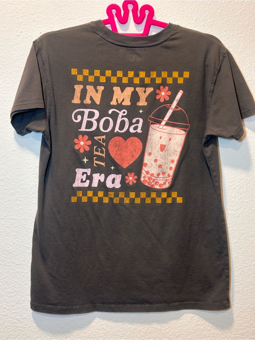 SO Black Tee with Pink & Yellow Boba Graphic